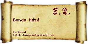 Benda Máté névjegykártya